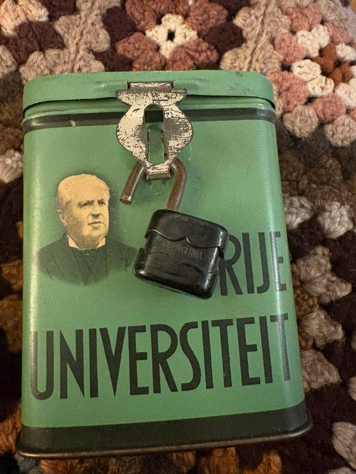 Vintage VU spaarblikje, Verzamelen, Blikken, Gebruikt, Overige, Ophalen