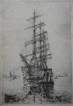 Tornaars oid. ets "Rotterdam Maashaven", gesigneerd, oplegka, Antiek en Kunst, Kunst | Etsen en Gravures, Ophalen