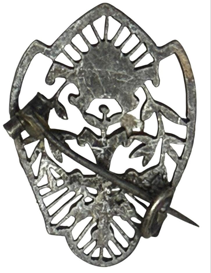 Antieke Broche Kruis & RBC Monogram, Sieraden, Tassen en Uiterlijk, Broches, Gebruikt, Zilver, 4 tot 7 cm, Ophalen
