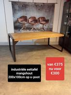 Nieuwe industriële eettafel mangohout 200x100cm nu voor €300, Ophalen, ., Nieuw, .