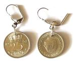 Handmade Echte oude 25 cent Oorbellen uit 1957, Marktplaats@koningsieraden.nl, Overige materialen, Hangers, Verzenden