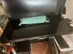 Verstelbaar zwart glazen bureau 120x60, Ophalen, In hoogte verstelbaar, Zo goed als nieuw