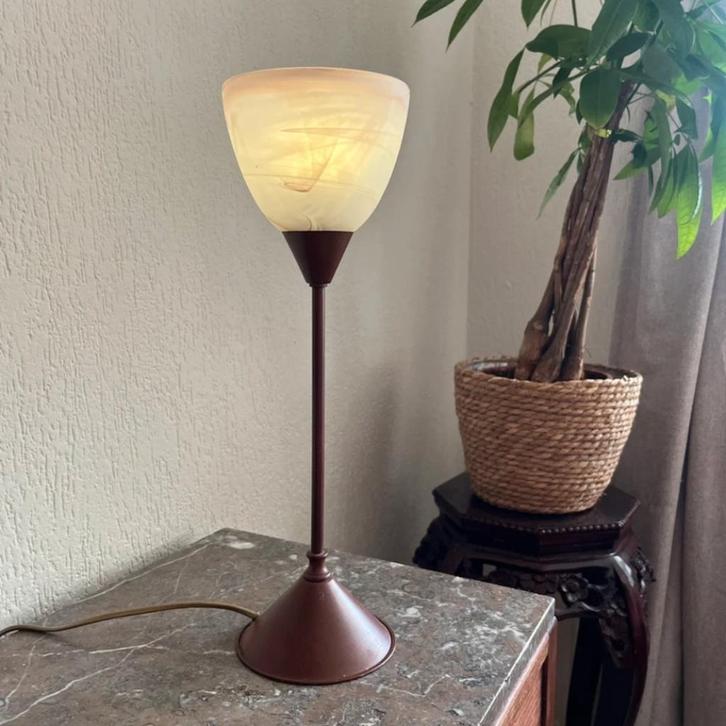 Vintage italiaanse murano glas tafellamp, Huis en Inrichting, Lampen | Tafellampen, Zo goed als nieuw, Minder dan 50 cm, Glas