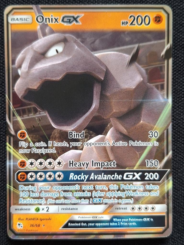 Pokémon Onix GX 36/68 Hidden Fates, Ophalen of Verzenden, Zo goed als nieuw, Losse kaart, Foil