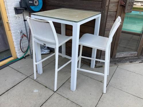 Bar/tuin tafel met 2 stoelen, Tuin en Terras, Tuinbanken, Gebruikt, Aluminium, Ophalen of Verzenden
