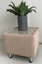 Hocker, bijzettafeltje, poef met glasplaat, Huis en Inrichting, Vierkant, Minder dan 50 cm, Ophalen of Verzenden, Zo goed als nieuw