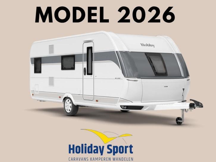 Hobby De Luxe 545 KMF Modeljaar 2026, Caravans en Kamperen, Caravans, Bedrijf, tot en met 6, 1250 - 1500 kg, Treinzit, Hobby, Dwars-stapelbed