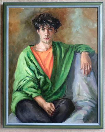 ==portret== jonge man met blauwe ogen ==GESIGNEERD== beschikbaar voor biedingen