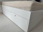 IKEA Brimnes bed 160x200, Ophalen, Wit, Tweepersoons, Zo goed als nieuw