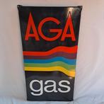 Aga gas emaille reclamebord Langcat Bussum 86x43cm, Verzamelen, Ophalen of Verzenden, Gebruikt, Reclamebord