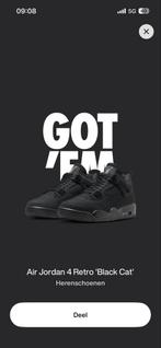 Jordan 4 Retro Black Cat - Maat 44, Kleding | Heren, Schoenen, Zwart, Nike, Nieuw, Ophalen of Verzenden