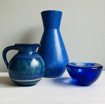 West-Germany Carstens KMK vaas Kosta Boda Atoll blauw vintag beschikbaar voor biedingen