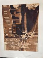 Sleepboot aan de Oude Doelenkade te Hoorn, Antiek en Kunst, Kunst | Etsen en Gravures, Ophalen of Verzenden