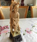 Oud Chinese/Chinees gesneden speksteen visserman beeld,, Antiek en Kunst, Verzenden