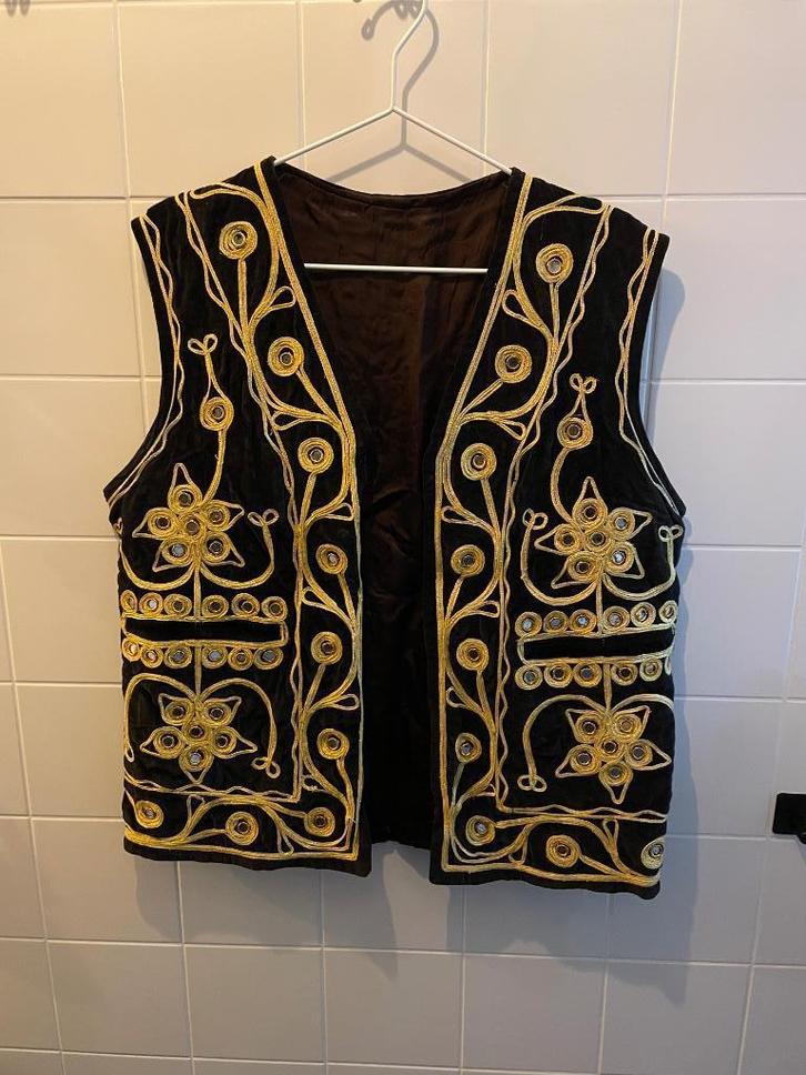 Vintage L/XL gilet, zwart goud, Kleding | Dames, Bodywarmers, Zo goed als nieuw, Maat 46/48 (XL) of groter, Zwart, Ophalen of Verzenden