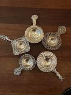Antieke Thee Zeefjes (5 stuks) verzilverd, Antiek en Kunst, Antiek | Goud en Zilver, Ophalen of Verzenden, Zilver