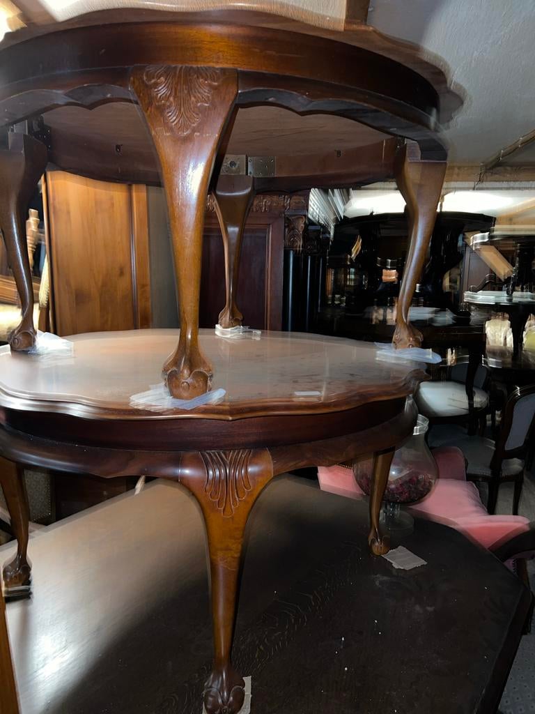 Antieke ronde salontafel met klauwpoten Chippendale, Ophalen