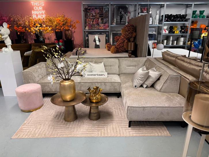 Luxe Teddy Velvet Hoekbank Lotte 300x200cm NIEUW - Beige, Huis en Inrichting, Banken | Bankstellen, Nieuw, Hoekbank, Vierpersoons of meer