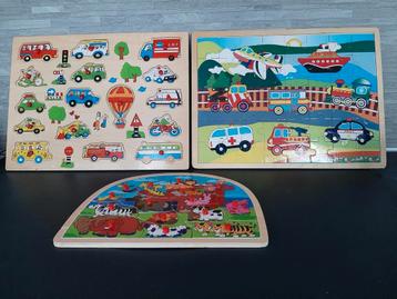 Houten knopjespuzzels 2 stuks+grote houten legpuzzel setprij beschikbaar voor biedingen