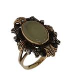 Vintage 14k dames ring goud roos diamant Jade Nefriet parels, Goud, Met edelsteen, Ophalen of Verzenden, Ring