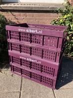 Twee paarse klapkratten van AH, Doe-het-zelf en Verbouw, Kratten en Dozen, Gebruikt, Opvouwbaar, Minder dan 35 cm, Minder dan 50 cm