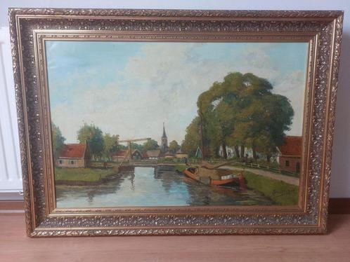 Schilderij Adri Verveen (1912-1988) Dorpsgezicht - Maasland, Antiek en Kunst, Kunst | Schilderijen | Klassiek, Ophalen
