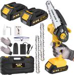 6-inch Accu Zaag Motorzaag Kettingzaag. 2 Accu, 21V 2000mAh, Doe-het-zelf en Verbouw, 70 mm of meer, Kettingzaag, Nieuw, Ophalen of Verzenden