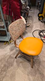 Mid-Century Eetkamerstoel Leer/Stof, Huis en Inrichting, Stoelen, Ophalen