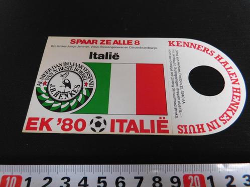 sticker EK 1980 Italië Italié  Henkes Jenever, Verzamelen, Stickers, Zo goed als nieuw, Bedrijf of Vereniging, Ophalen