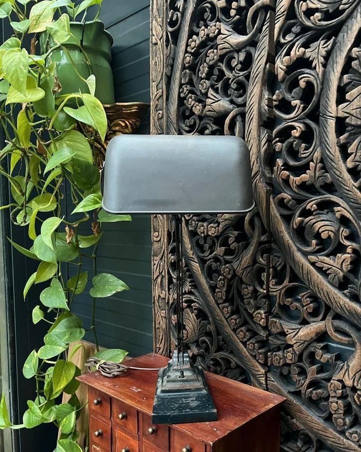 Art Deco Erpe Notarislamp No52, Huis en Inrichting, Lampen | Tafellampen, Gebruikt, Minder dan 50 cm, Ophalen of Verzenden