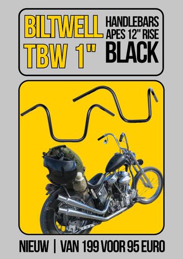 biltwell 1" apes handlebars - NIEUW - van 199 voor 95 euro beschikbaar voor biedingen