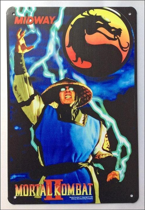 MORTAL KOMBAT 2 METALEN Wandbord retro arcade poster, Spelcomputers en Games, Games | Overige, Nieuw, Verzenden