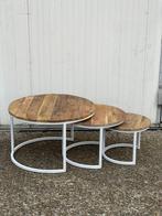 ACTIE diverse nieuwe salontafel set mango vintage 3 Delig, 50 tot 100 cm, Minder dan 50 cm, Rond, Metaal