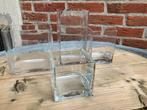 4 vierkante/rechthoekige glazen vazen/accubakken., Minder dan 50 cm, Glas, Zo goed als nieuw, Ophalen