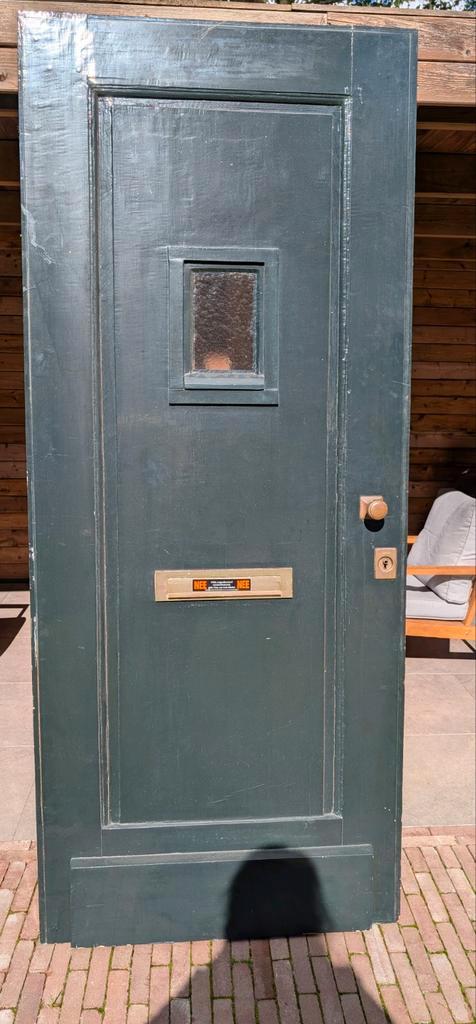 Authentieke jaren 30 voordeur, Doe-het-zelf en Verbouw, Deuren en Horren, Gebruikt, Buitendeur, 200 tot 215 cm, Ophalen of Verzenden