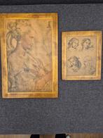 2 italiaanse schilderijen hout, Ophalen of Verzenden