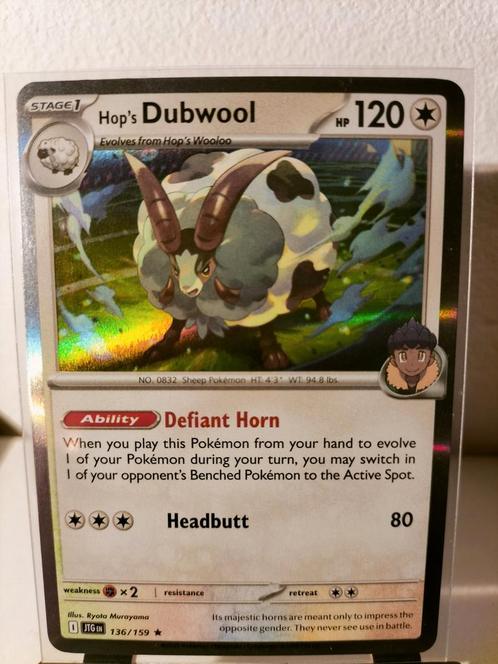 Hop's Dubwool - Zeldzame Pokémonkaart, Hobby en Vrije tijd, Verzamelkaartspellen | Pokémon, Zo goed als nieuw, Losse kaart, Foil