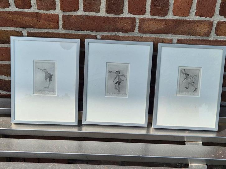 3 x ets of prent van pinokkio, Antiek en Kunst, Kunst | Schilderijen | Modern, Ophalen of Verzenden