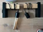 2 Wandlampen Hout/Metaal, Ophalen of Verzenden, Gebruikt, Hout