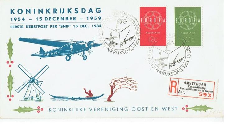 Nederland 1959 1e Kerstpost SNIP Koninkrijksdag EUROPA Aant, Postzegels en Munten, Brieven en Enveloppen | Nederland, Envelop