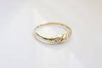Croissant Ring Met Diamant| 14 Karaat, Ophalen of Verzenden, Zo goed als nieuw, 17 tot 18, Met edelsteen