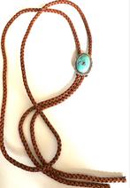 Vintage Navajo zilveren Bolo met grote turquoise steen, Gebruikt, Ophalen of Verzenden, Met edelsteen, Zilver
