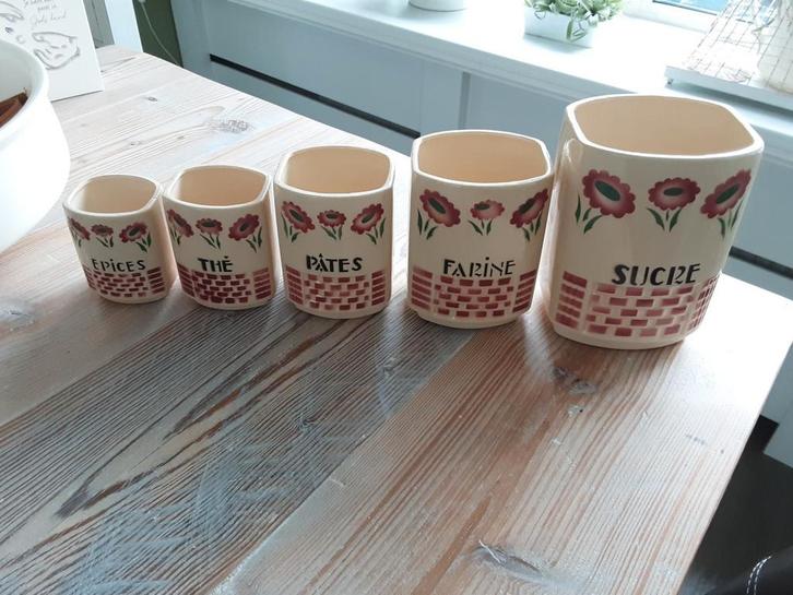 Leuke oude retro Franse voorraad potten., Antiek en Kunst, Antiek | Servies los, Ophalen of Verzenden