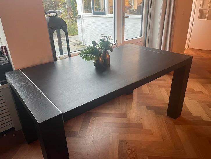 Massief houten zwarte eettafel 160x90 Goossens, Huis en Inrichting, Tafels | Eettafels, Gebruikt, 50 tot 100 cm, 150 tot 200 cm