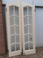 2 antieke eiken klapdeuren met gebrandschilderde figuurtjes, Doe-het-zelf en Verbouw, Deuren en Horren, Ophalen, 80 tot 100 cm
