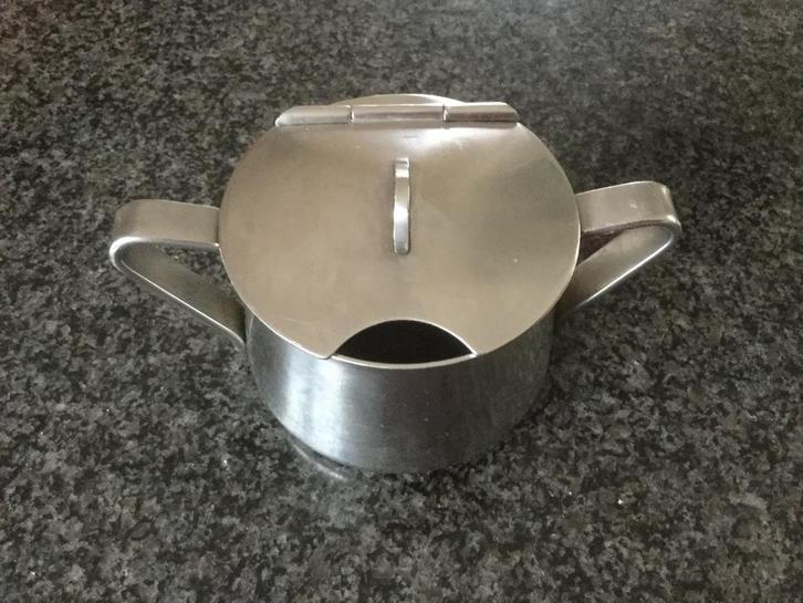 Alfra Alessi suikerpotje met vastzittende deksel - RVS, Huis en Inrichting, Keuken | Keukenbenodigdheden, Gebruikt, Ophalen of Verzenden