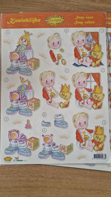 knipvel 3D met baby / peuter met kroontje - koningsdag beschikbaar voor biedingen