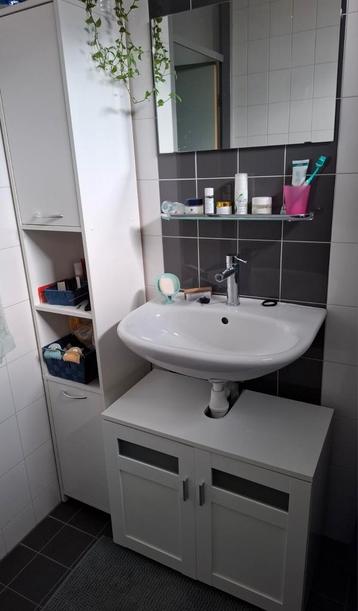 Hoge badkamerkast en wastafel onderkast  beschikbaar voor biedingen