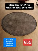 Nieuw vloerkleed rond Yves Antraciet 120x120cm €55, Ophalen, ., Industrieel landelijk koloniaal boheems barok brocante, 150 tot 200 cm