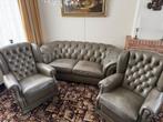 Vintage Chesterfield bankstel, Ophalen, Gebruikt, Leer